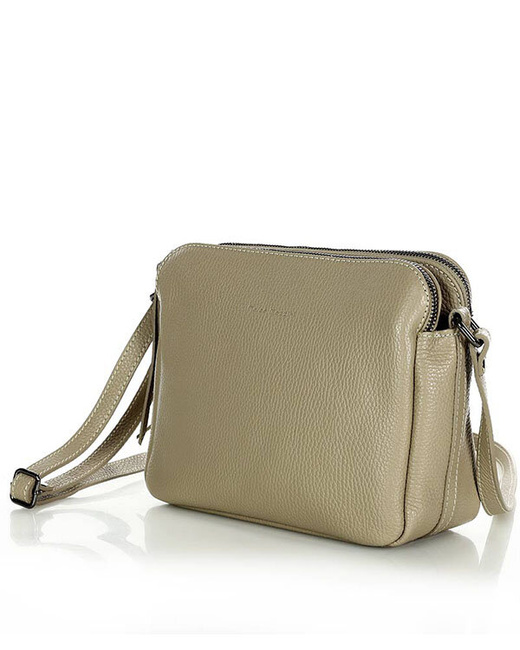Torebka skórzana crossbody listonoszka dwie komory - MARCO MAZZINI beż cappuccino