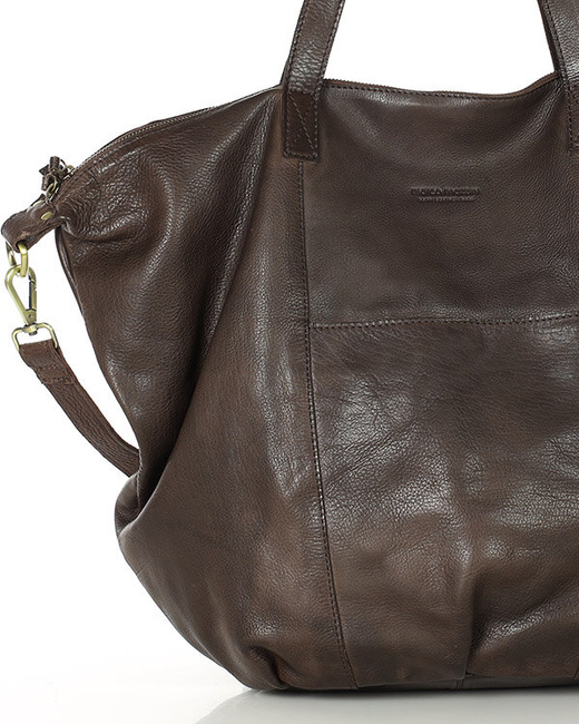 Torba damska skórzana shopper z kieszeniami - It bag MARCO MAZZINI smooth brąz caffe