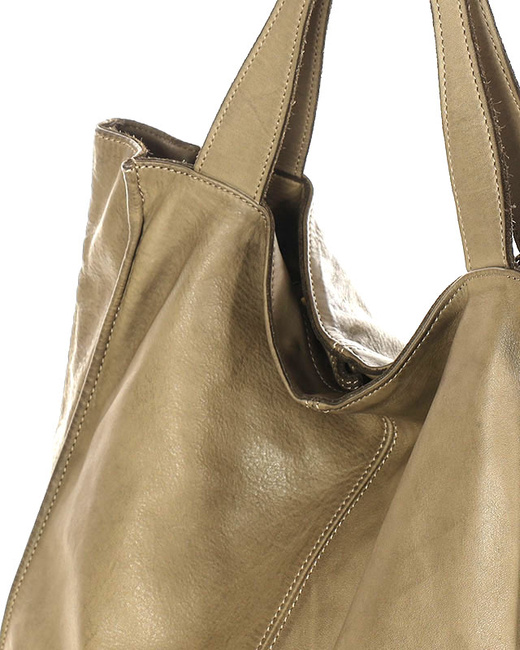 MARCO MAZZINI Torebka miejski shopper bag skóra naturalna handmade beżowa cappuccino