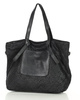 Oryginalna torebka pleciona damska skórzany shopper bag - MARCO MAZZINI czarna