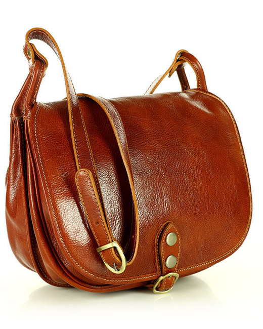 Duża włoska torebka listonoszka typu saddle bag MARCO MAZZINI - Toscania Classico camel