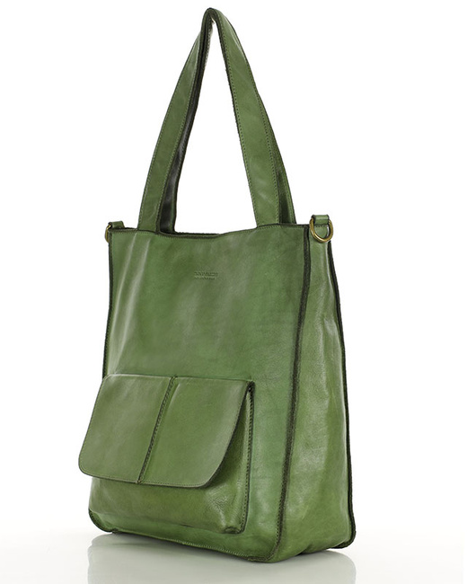 Torebka damska shopper A4 skóra naturalna - MARCO MAZZINI jasna zielona