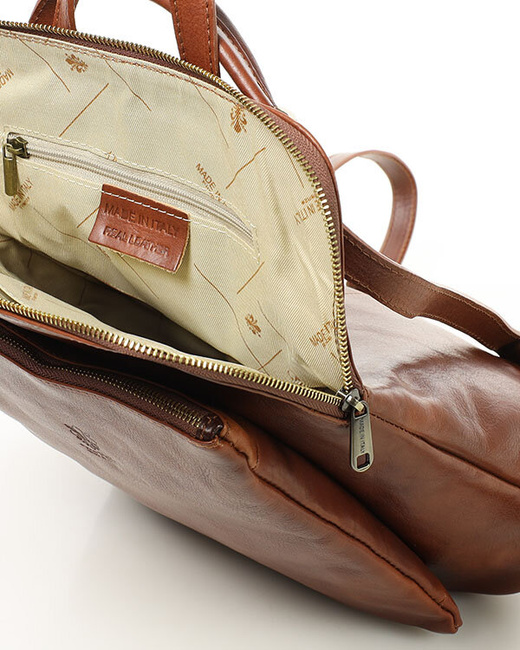 Elegancki plecak damski skórzany premium MARCO MAZZINI brązowy