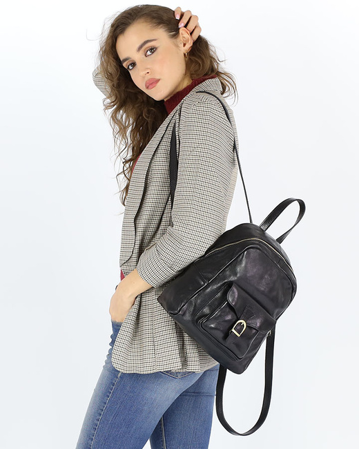 Elegancki plecak damski skórzany premium MARCO MAZZINI brązowy