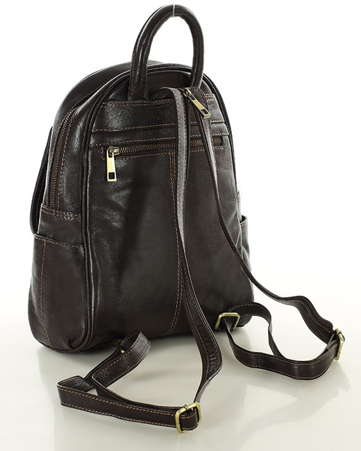 Plecak skórzany damski perfekcyjna organizacja - MARCO MAZZINI brąz