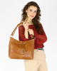 Klasyczna torba skórzana na ramię premium leather - MARCO MAZZINI brąz camel