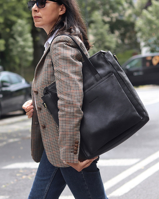 Luksusowa torebka shopperka aktówka skórzana MARCO MAZZINI czarna