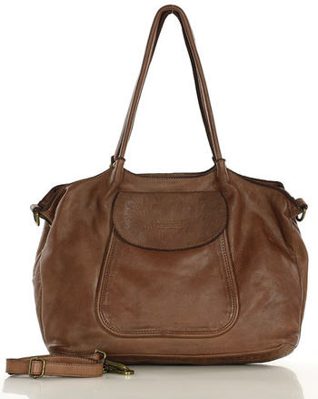 MARCO MAZZINI Torebka skórzana shopper bag ispirato dalla natura brąz