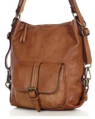 Torba skórzana dla wymagających z opcją plecak old school leather bag - MARCO MAZZINI camel