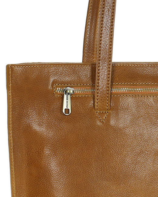 Torebka damska shopper uszlachetniona skóra włoska - MARCO MAZZINI camel