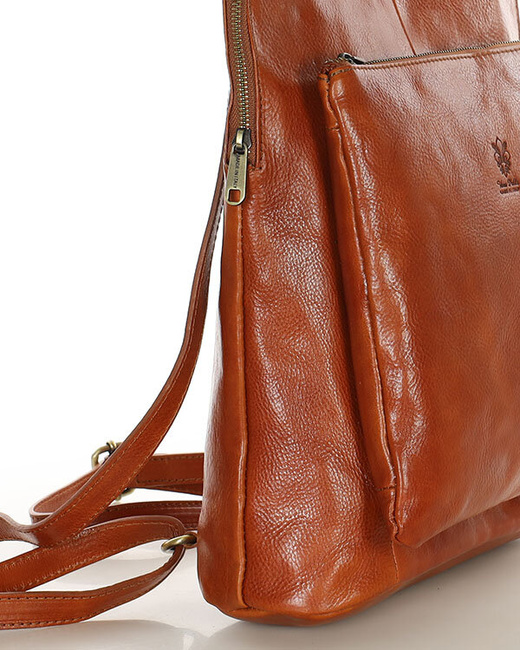 Elegancki plecak damski skórzany premium MARCO MAZZINI brązowy