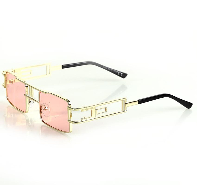 Prostokątne okulary przeciwsłoneczne MAZZINI RETRO STAR różowe