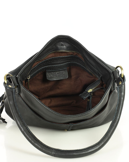 Torebka na ramię listonoszka duża skórzana - MARCO MAZZINI czarna