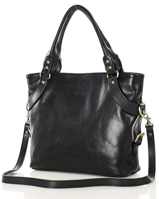 Torebka biznesowa damska kuferek skórzany premium bag - MARCO MAZZINI czarny