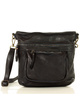 Torebka skórzana funkcjonalna listonoszka z kieszeniami old pelle classica lavata - MARCO MAZZINI czarny