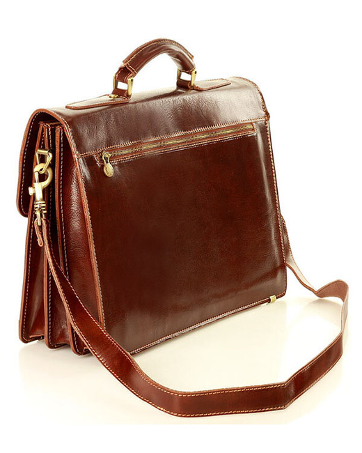 Teczka męska skórzana MARCO MAZZINI handmade - ROBERTO Classic brązowa