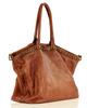Duża torebka skórzana oversize style shopper bag - MARCO MAZZINI brąz camel