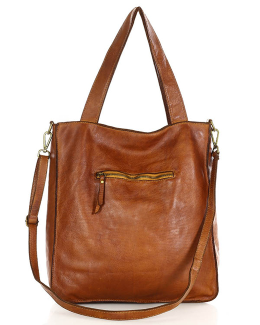 Torebka damska shopper A4 skóra naturalna - MARCO MAZZINI brąz camel