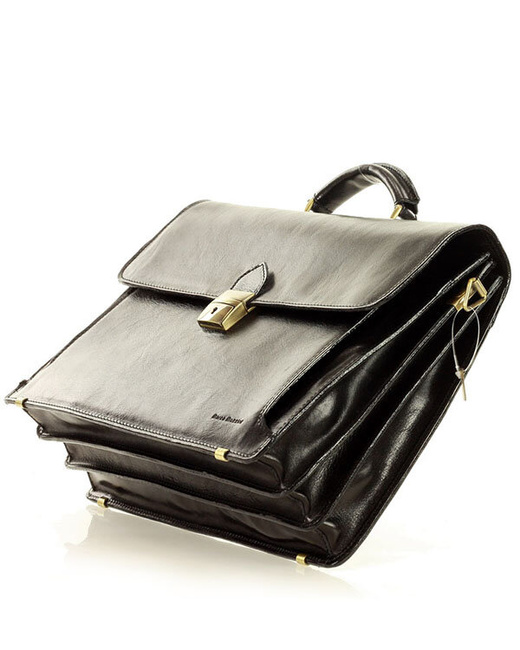 Teczka męska skórzana MARCO MAZZINI handmade - ROBERTO Classic czarna