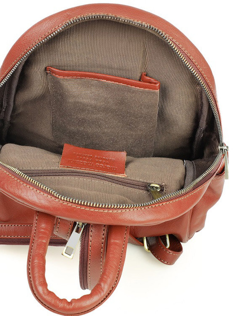 Plecak skórzany damski perfekcyjna organizacja - MARCO MAZZINI brąz whisky