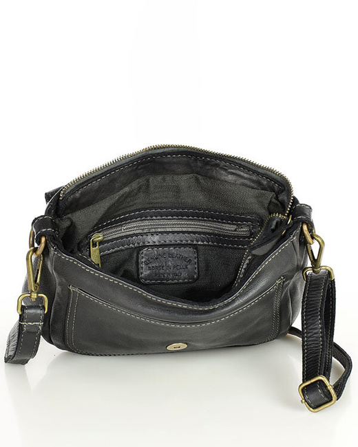 Torebka listonoszka z miękkiej skóry półksiężyc - MARCO MAZZINI czarna