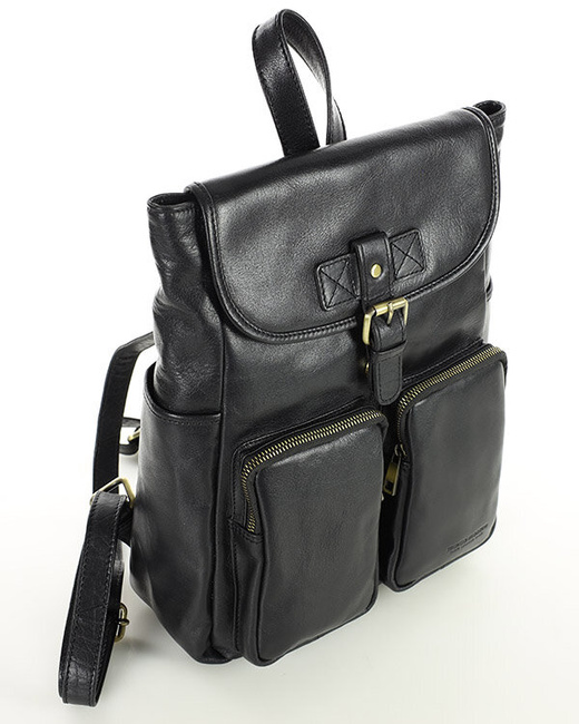 Damski plecak miejski skórzany A4 retro style - MARCO MAZZINI czarny