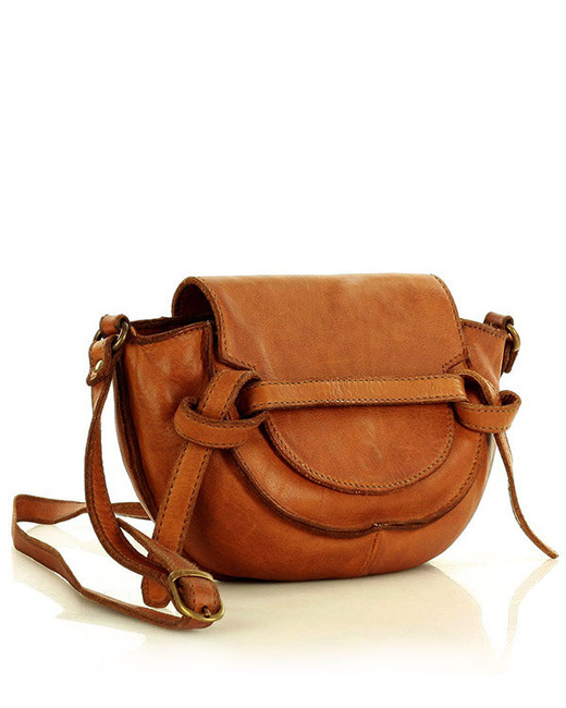 Marco Mazzini Torebka listonoszka skórzana saddle bag brąz camel
