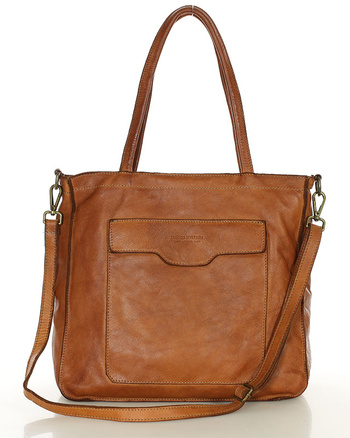 Torba shopper brązowa camel z kieszeniami skóra naturalna – MARCO MAZZINI