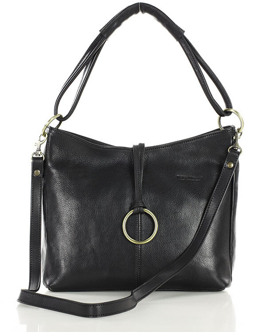 Klasyczna torba skórzana na ramię premium leather - MARCO MAZZINI czarna
