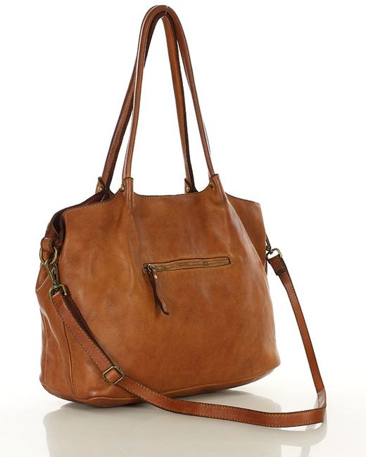 MARCO MAZZINI Torebka skórzana shopper bag ispirato dalla natura brąz camel