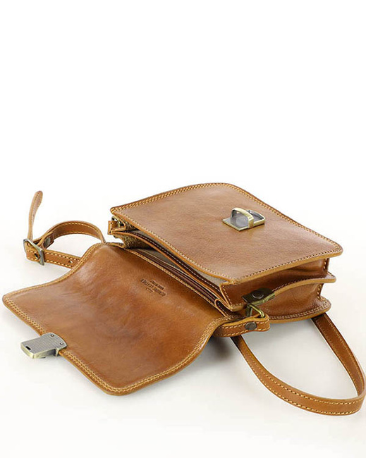 Torba skórzana kwadratowa premium Florence bag - MARCO MAZZINI camelowa