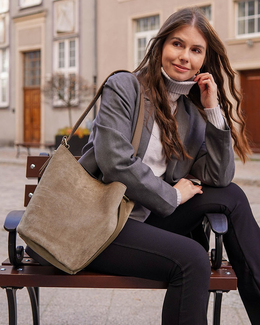 Torebka damska worek hobo bag skóra naturalna - MARCO MAZZINI czarna