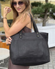 Torebka skórzana shopper damski z przegródkami - MARCO MAZZINI czarna