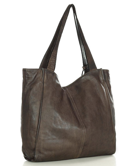 MARCO MAZZINI Torebka miejski shopper bag skóra naturalna handmade brąz