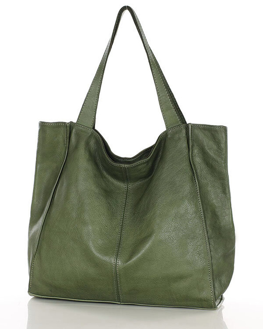 MARCO MAZZINI Torebka miejski shopper bag skóra naturalna handmade zielony