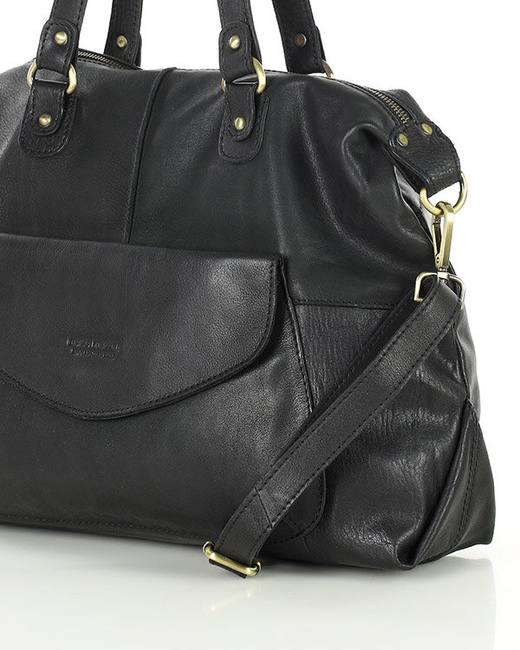 Shopper bag torebka skórzana A4 do pracy - MARCO MAZZINI czarna