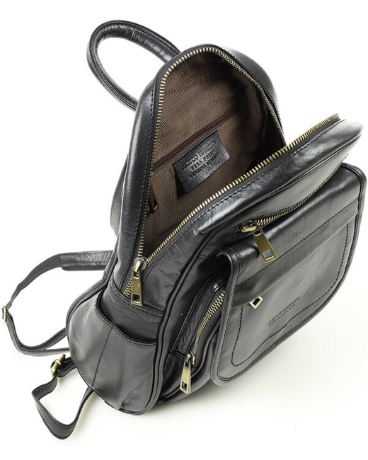 Plecak skórzany damski perfekcyjna organizacja - MARCO MAZZINI czarny