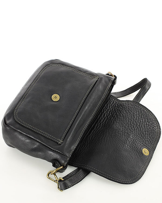 Torebka listonoszka z miękkiej skóry półksiężyc - MARCO MAZZINI czarna