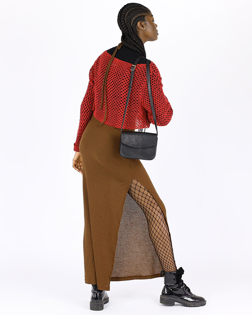 Torba skórzana przez ramię made in Toscana - MARCO MAZZINI czarna