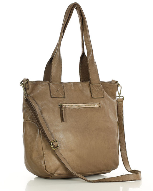 Torebka miejska skórzana w harmonii z naturą - MARCO MAZZINI beżowa