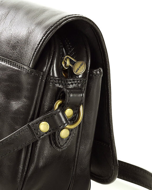 Włoska torebka listonoszka skórzana z klapą MARCO MAZZINI - Alabama Classico czarny