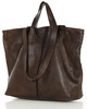 Duża torba shopper skórzana podwójne rączki - MARCO MAZZINI ciemny brąz