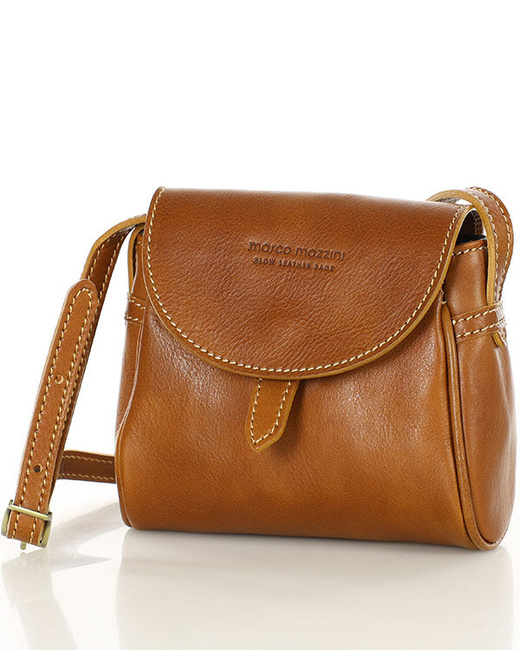 Mini torebka na telefon i portfel ze skóry pouch bag - MARCO MAZZINI camel