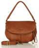 Torebka na ramię listonoszka duża skórzana - MARCO MAZZINI brąz camelowy