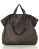 Torba damska pleciona shopper & shoulder leather bag - MARCO MAZZINI brąz caffe