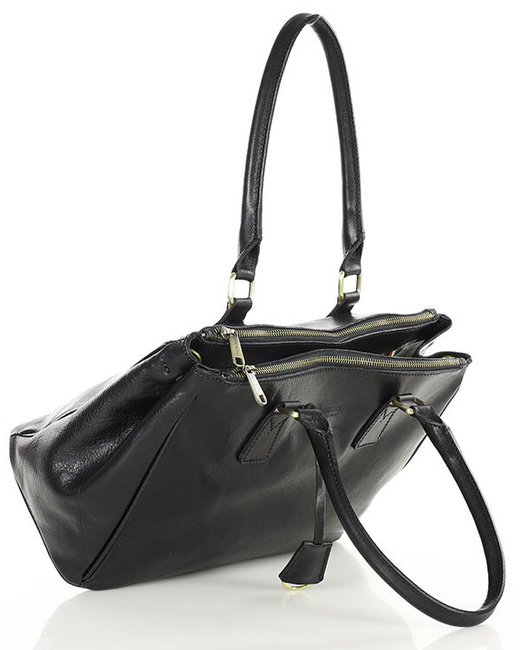 Torebka skórzana dwukomorowa kuferek premium - MARCO MAZZINI czarny