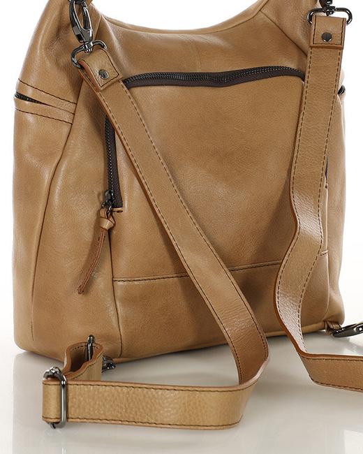 Ekskluzywna torebka skórzana premium z kieszonkami MARCO MAZZINI beżowa