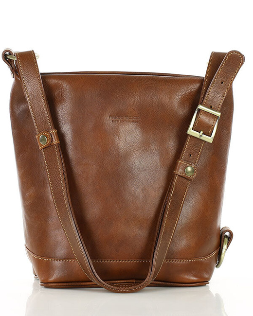 Torebka na szerokim pasku torba skórzana z Toscanii - MARCO MAZZINI brąz