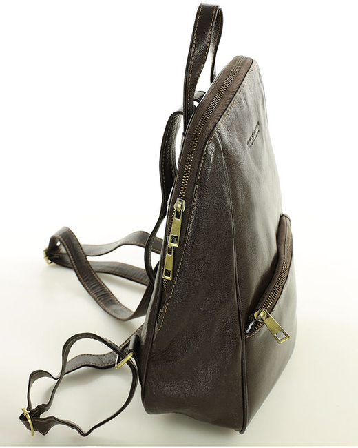 Elegancki plecak damski skórzany miejski minimalizm - MARCO MAZZINI brąz whisky