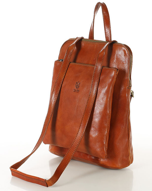 Elegancki plecak damski skórzany premium MARCO MAZZINI brązowy